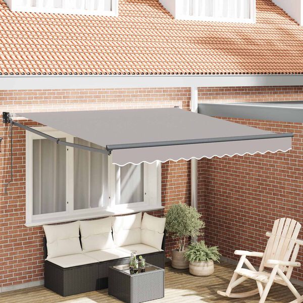 vidaXL Toldo Retr&aacute;ctil Gris Claro 350 x 250 cm Poli&eacute;ster y Aluminio