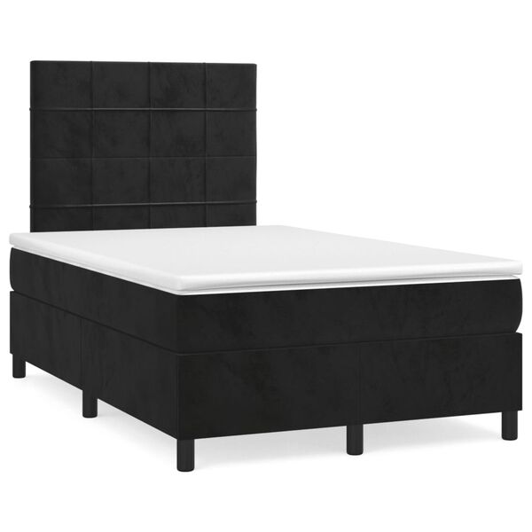 vidaXL Cama box spring con colch&oacute;n terciopelo negro 120x190 cm