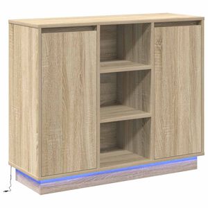 vidaXL Aparador LED Roble Sonoma 90 x 32 x 75 cm Madera de ingenier&iacute;a