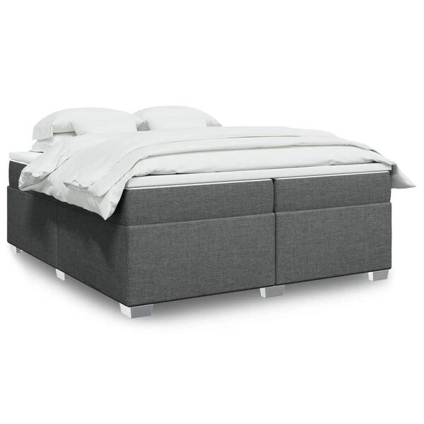 vidaXL Cama box spring con colch&oacute;n tela gris oscuro 200x200 cm