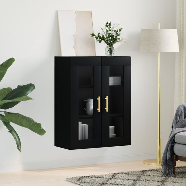 vidaXL Armario de pared negro 69,5x34x90 cm
