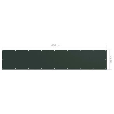 vidaXL Toldo para balcón tela oxford verde oscuro 75x400 cm