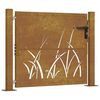 vidaXL Puerta de jard&iacute;n 100x100 cm de acero corten con dise&ntilde;o de hierba