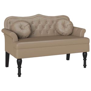 vidaXL Banco Chesterfield Capuchino 120.5 x 65 x 75 cm Cuero sint&eacute;tico