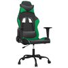 vidaXL Silla gaming de masaje cuero sint&eacute;tico negro y verde