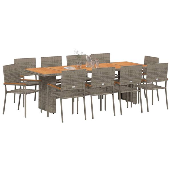 vidaXL Conjunto de Comedor de Jard&iacute;n 11 pcs Gris rat&aacute;n sint&eacute;tico