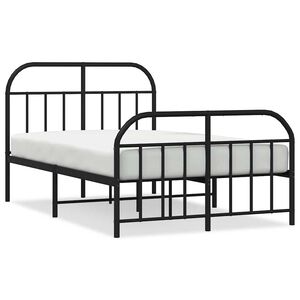 vidaXL Estructura cama sin colch&oacute;n con estribo metal negro 120x190 cm