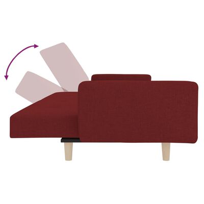 vidaXL Sofá cama de 2 plazas con dos almohadas tela color vino