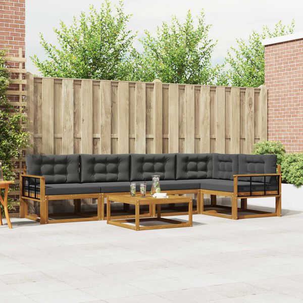 vidaXL Conjunto de sof&aacute;s de exterior 6 pcs Natural y Antracita