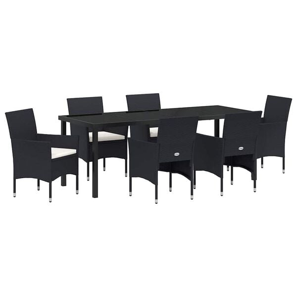 vidaXL Conjunto de Comedor de Jard&iacute;n 7 pcs Negro rat&aacute;n sint&eacute;tico