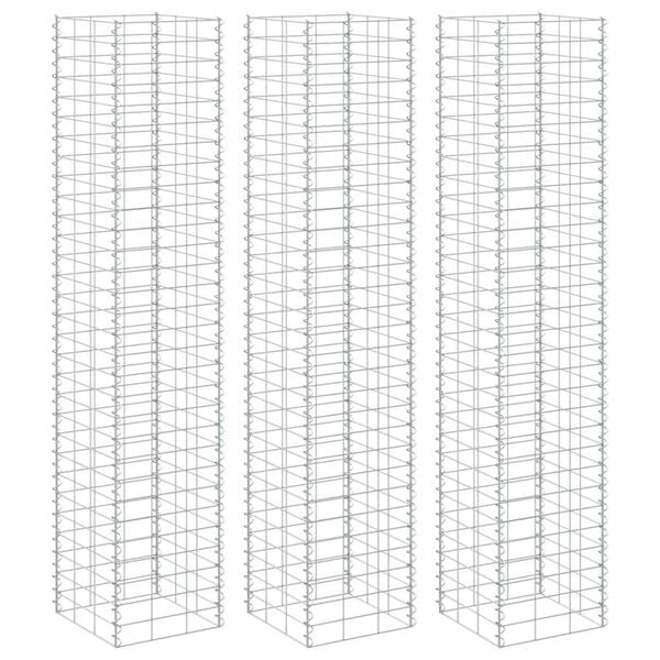 vidaXL Arriates de gaviones 3 unidades hierro 30x30x200 cm