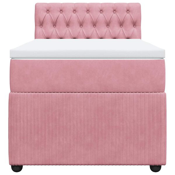 vidaXL Cama box spring con colch&oacute;n terciopelo rosa 90x190 cm