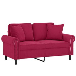 vidaXL Sof&aacute; de 2 plazas con cojines terciopelo rojo tinto 120 cm