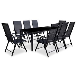 vidaXL Conjunto de comedor de jard&iacute;n plegable 9 piezas aluminio negro