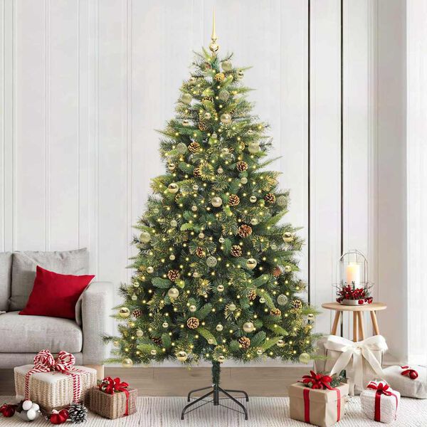vidaXL &Aacute;rbol de Navidad artificial con ramas plegables y conos 240 cm