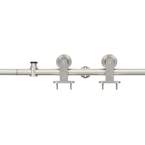 vidaXL Kit de herrajes para puerta corredera 183 cm acero plateado