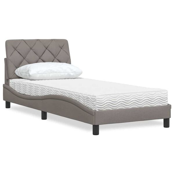 vidaXL Cama con colchón tela gris taupe 80x200 cm