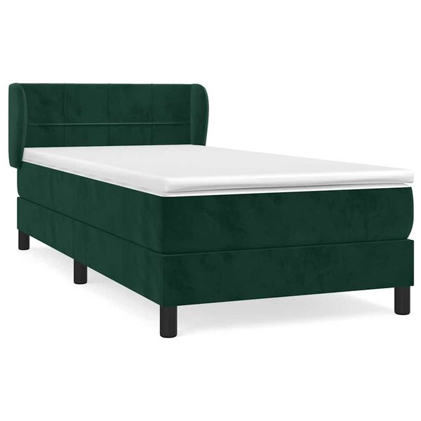 vidaXL Cama box spring con colch&oacute;n terciopelo verde oscuro 80x200 cm