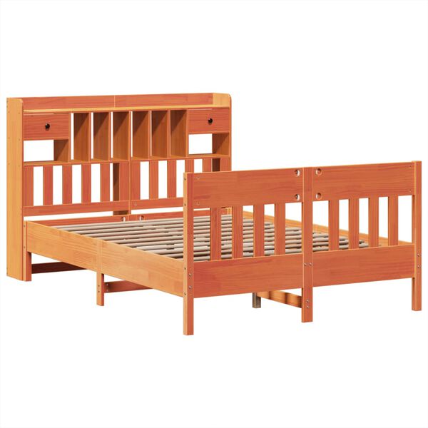 vidaXL Cama sin colchón madera maciza de pino marrón cera 160x200 cm