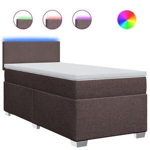 vidaXL Cama box spring con colch&oacute;n tela marr&oacute;n oscuro 80x200 cm
