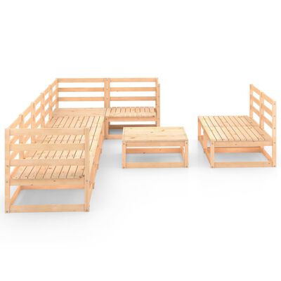 vidaXL Juego de muebles de jardín 9 piezas madera pino maciza