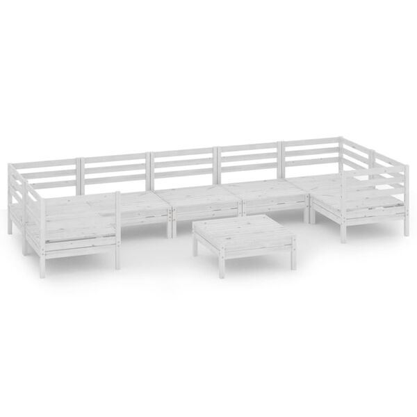 vidaXL Juego de muebles de jard&iacute;n 8 piezas madera maciza pino blanco