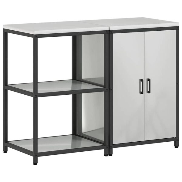 vidaXL Juego de Almacenamiento de Cocina con estante 2 pcs Plateado