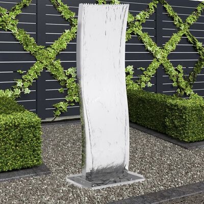 vidaXL Fuente de jardín curvada con bomba acero inoxidable 130 cm