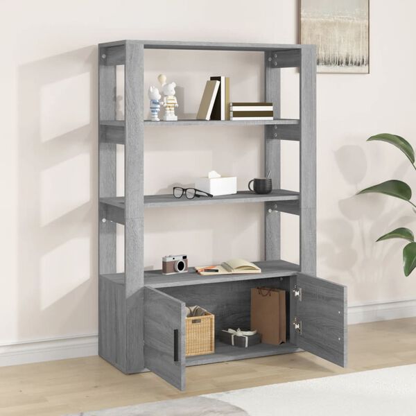 vidaXL Aparador de madera contrachapada gris Sonoma 80x30x119,5 cm