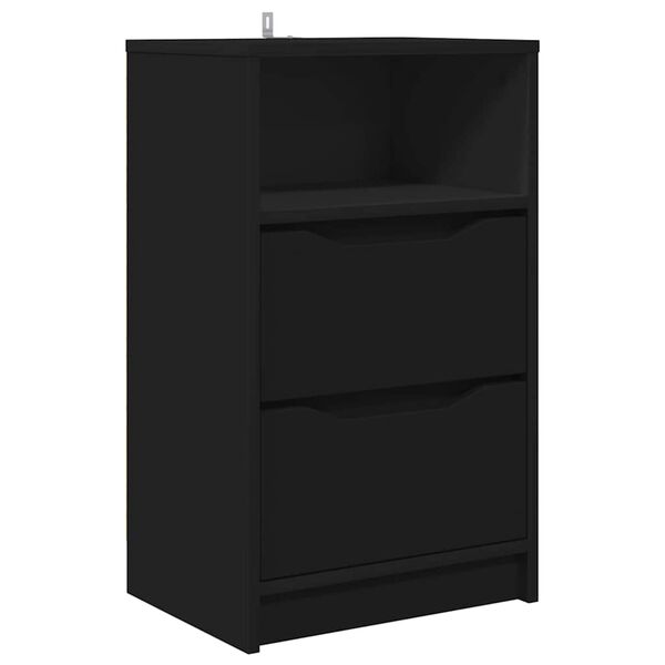 vidaXL Mesa de Noche Negro 40 x 30 x 467 cm Madera contrachapada