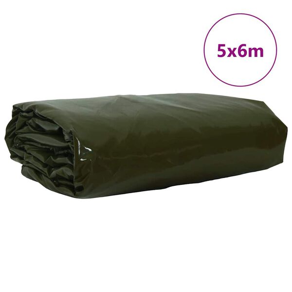 vidaXL Lona 650g / m² Verde Oliva 5 x 6 m Lona con recubrimiento de PVC