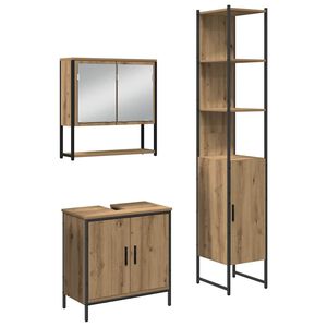vidaXL Juego de muebles de ba&ntilde;o 3 pcs Marr&oacute;n Madera contrachapada