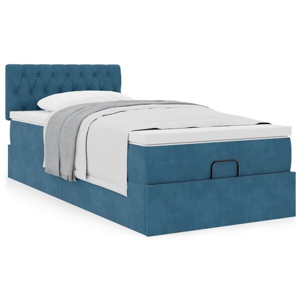 vidaXL Estructura de cama otomana colch&oacute;n terciopelo azul oscuro
