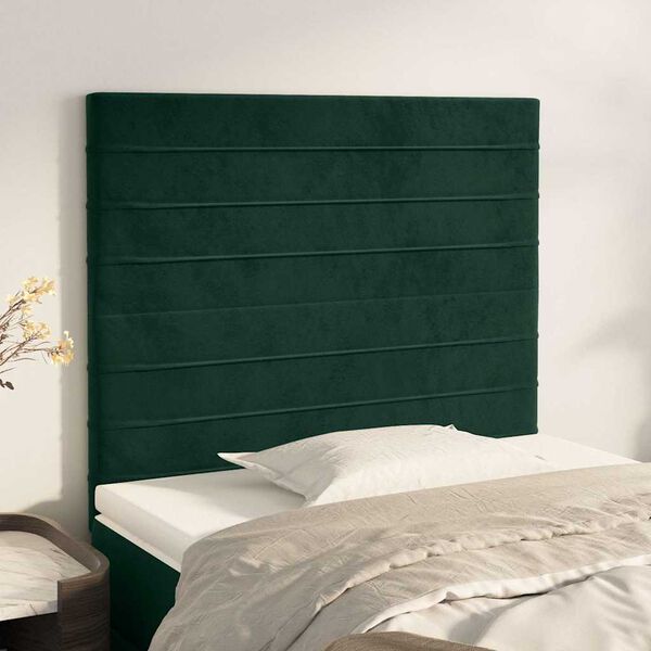 vidaXL Cabecero Terciopelo Verde Oscuro 100x5x118/128 cm