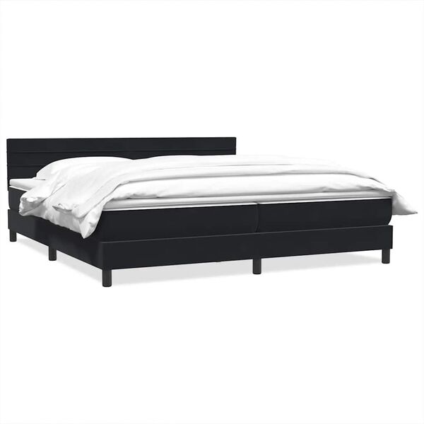 vidaXL Cama box spring con colch&oacute;n terciopelo negro 200x210 cm