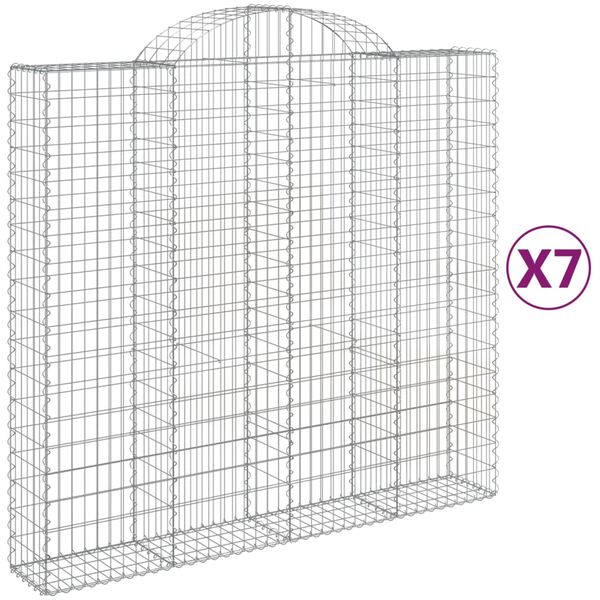 vidaXL Cestas de gaviones 7 uds forma de arco hierro 200x50x180/200 cm