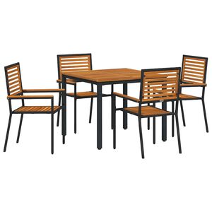 vidaXL Conjunto de Comedor de Jard&iacute;n 5 pcs Negro 90 x 90 x 75 cm