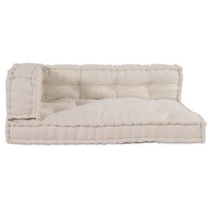 vidaXL Coj&iacute;n para Sof&aacute; Pallet 3 uds. Tela Crema 120 x 80 x 34 cm
