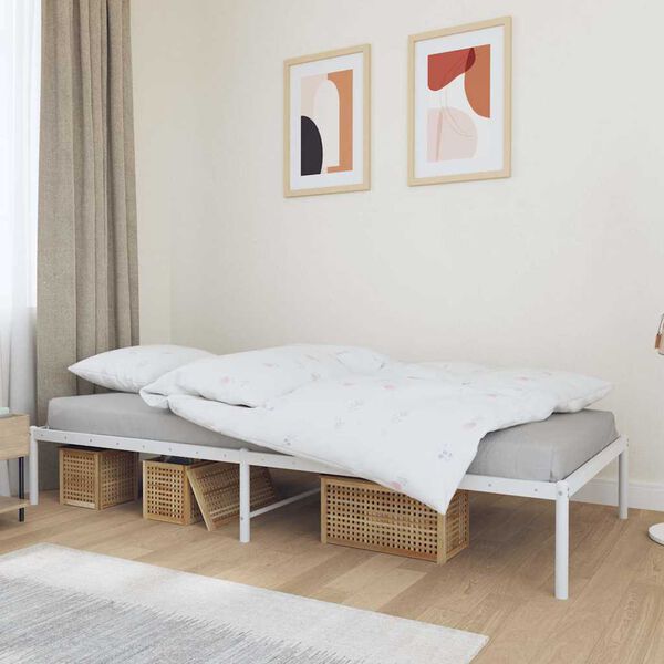 vidaXL Estructura de cama sin colch&oacute;n metal blanco 90x200 cm