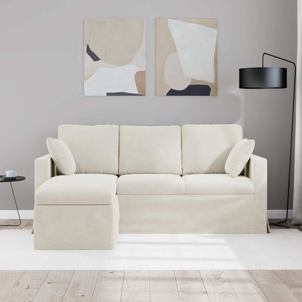 vidaXL Sof&aacute; Crema 198 x 134 x 80 cm Terciopelo