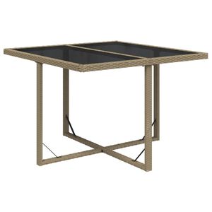 vidaXL Mesa de jard&iacute;n rat&aacute;n sint&eacute;tico y vidrio beige 109x107x74 cm