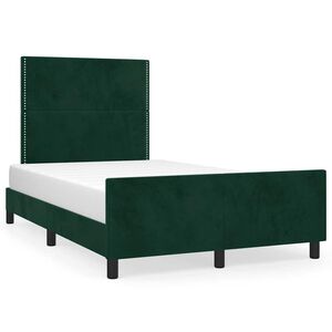vidaXL Estructura cama sin colch&oacute;n terciopelo verde oscuro 120x200 cm