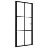 vidaXL Puerta interior vidrio ESG y aluminio negro 93x201,5 cm