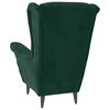 vidaXL Sill&oacute;n orejero y taburete de terciopelo verde oscuro