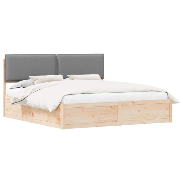 vidaXL Estructura de Cama con Cabecera Tapizada Gris Claro