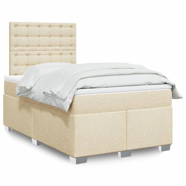 vidaXL Cama box spring con colch&oacute;n tela color crema 120x190 cm
