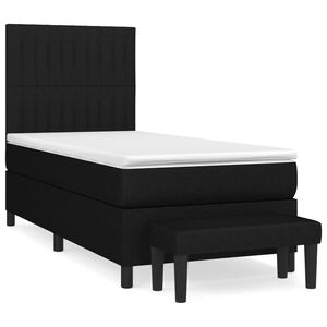 vidaXL Cama box spring con colch&oacute;n tela negro 90x200 cm