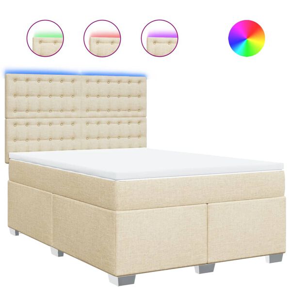 vidaXL Cama box spring con colch&oacute;n tela color crema 140x200 cm