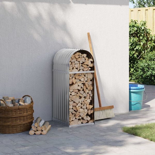 vidaXL Leñero de acero galvanizado gris claro 40x45x100 cm