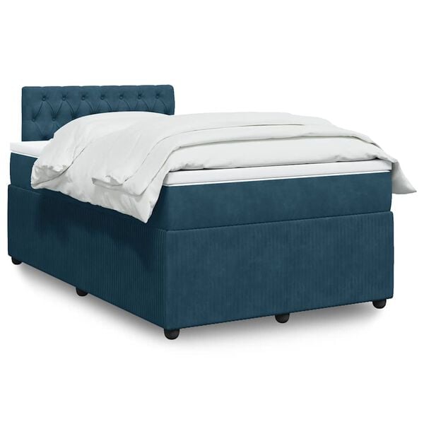 vidaXL Cama box spring con colch&oacute;n terciopelo azul 120x200 cm